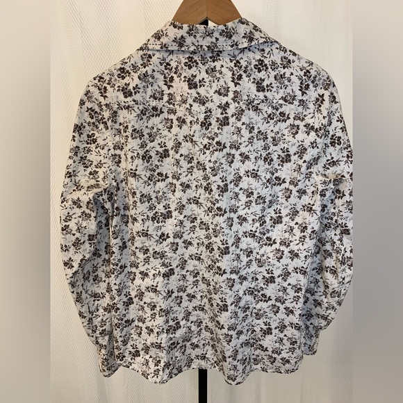 Liz Claiborne Brown Floral Western Button Down Shirt - Picture 3 of 6